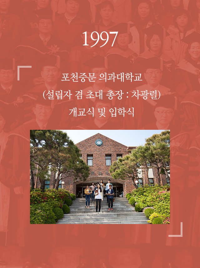 1997 포천중문 의과대학교(설립자 겸 초대 총장 : 차광렬)개교식 및 입학식