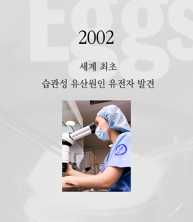 2002 세계 최초 습관성 유산원인 유전자 발견, LA불임치료센터 개원, 난자동결은행 설립, 운영