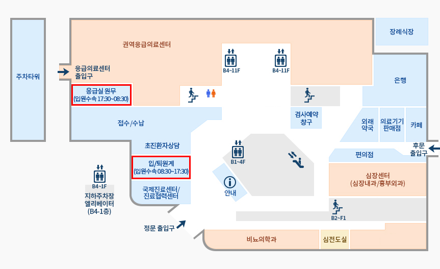 입퇴원수속창구 위치